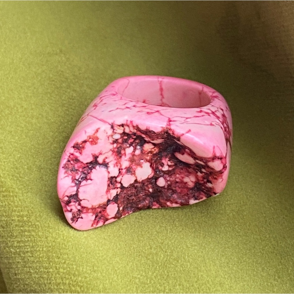 Dinosaur Designs Pink and Red Marbled Resin Statement Ring